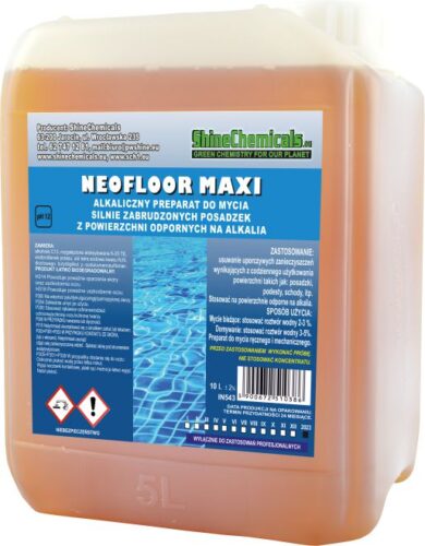 NEOFLOOR MAXI - Alkaliczny preparat do mycia silnie zabrudzonych posadzek z powierzchni odpornych na alkalia. pH12 Pojemność Kod BA081-1L. 2518306 BA082-10L. 2518313